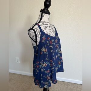 Floral Sleeveless Top - Navy